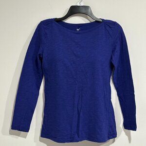 Women Juniors GAP Royal Blue Long Sleeve Cotton Tee Size S
